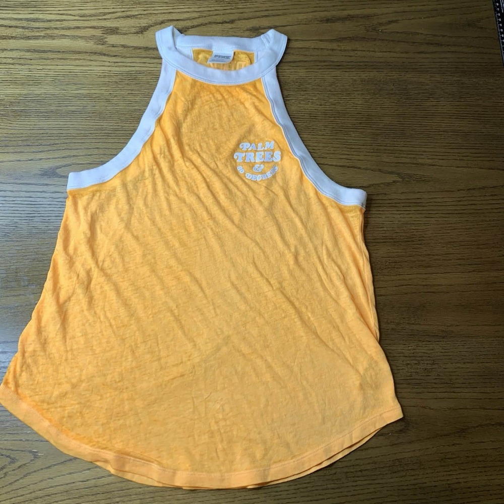 Victoria's Secret PINK Racerback Tank: "Palm Trees & 80 Degrees" design Size M